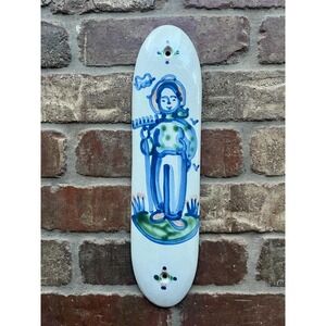 Vintage MA Hadley Pottery Push Guard Door Plate Small Farmer